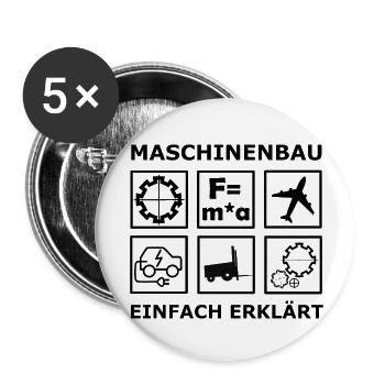 Maschinenbau Ingenieure - Buttons klein 25 mm (5er Pack) - Weiß - Vorne