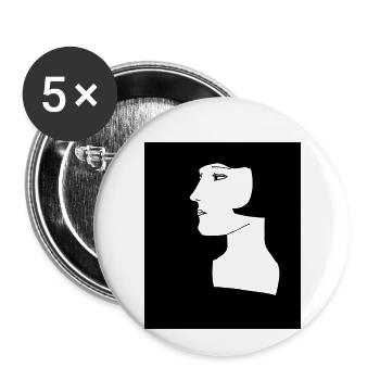Portrait femme femme noir - Lot de 5 petits badges (25 mm) - blanc - Devant