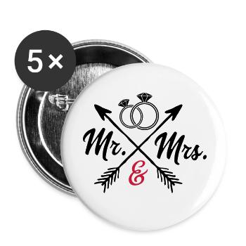 Mr. And Mrs. - Buttons small 1''/25 mm (5-pack) - white - Front