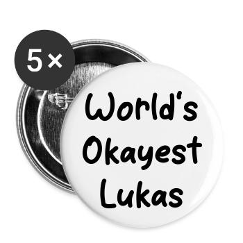 World's okayest Lukas - Buttons klein 25 mm (5er Pack) - Weiß - Vorne