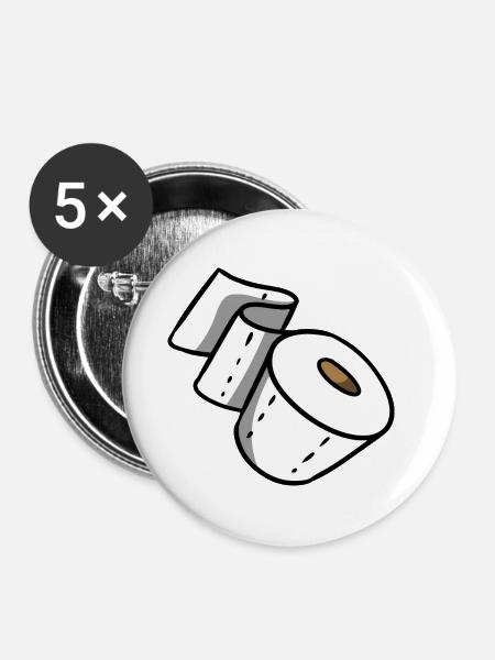 Klopapier - Buttons klein 25 mm (5er Pack) - Weiß