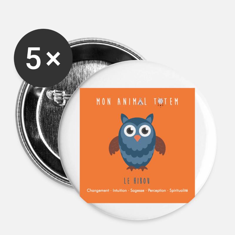 EU-EULE/ANIMAL TOTEM - Buttons klein 25 mm (5er Pack) - Weiß