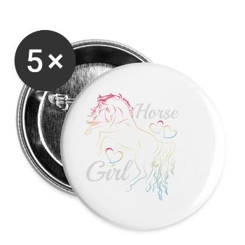 Fille de cheval arc-en-ciel silhouette idée cadeau - Lot de 5 petits badges (25 mm) - blanc - Devant