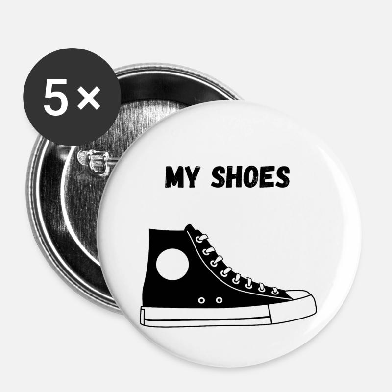 MES CHAUSSURES - Lot de 5 petits badges (25 mm) - blanc