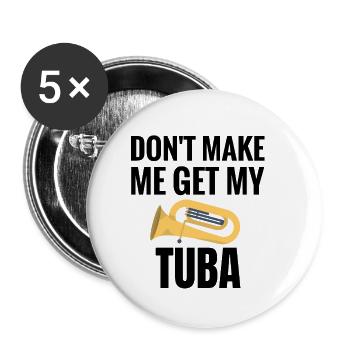 Tuba Gift | Tuba player brass band Tubist - Buttons small 1''/25 mm (5-pack) - white - Front