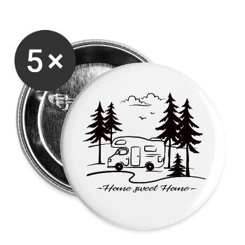 Home Sweet Home Camper for Camping Lovers - Buttons small 1''/25 mm (5-pack) - white - Front