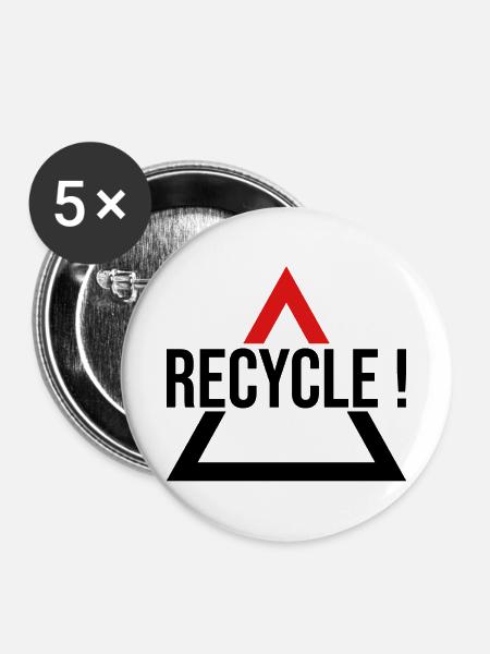 - Recyceln! - Buttons klein 25 mm (5er Pack) - Weiß