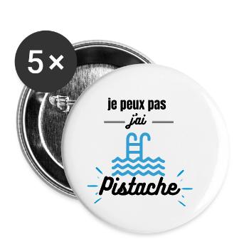 je peux pas j'ai pistache (piscine) - Lot de 5 petits badges (25 mm) - blanc - Devant
