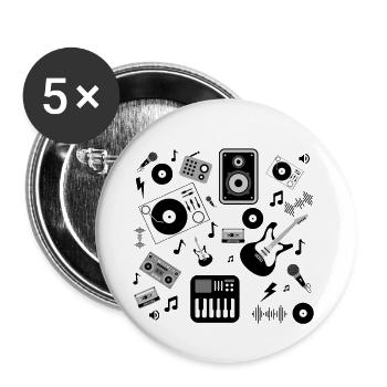 Pêle-Mêle Musique - Lot de 5 petits badges (25 mm) - blanc - Devant