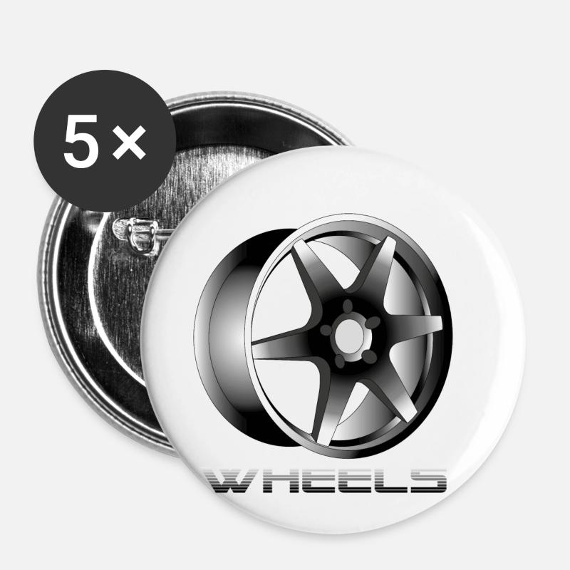 Wheels - Buttons small 1''/25 mm (5-pack) - white