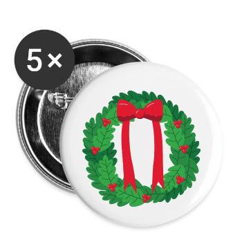 Couronne de Noël - Lot de 5 petits badges (25 mm) - blanc - Devant