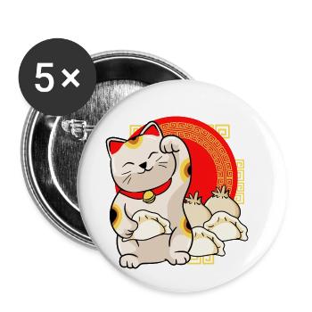 Glückskatz Und Dumplings - Buttons klein 25 mm (5er Pack) - Weiß - Vorne