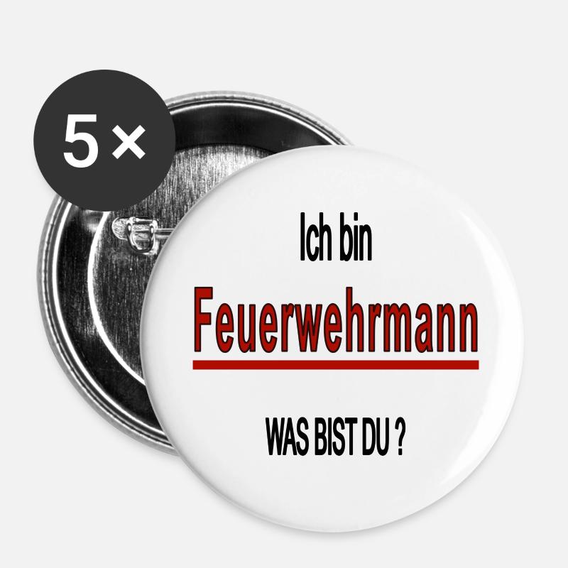 ich bin ein Feuerwehrmann - Buttons klein 25 mm (5er Pack) - Weiß