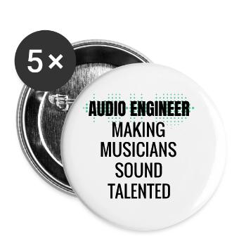 Ingénieur du son Sound Engineer Cadeau - Lot de 5 petits badges (25 mm) - blanc - Devant