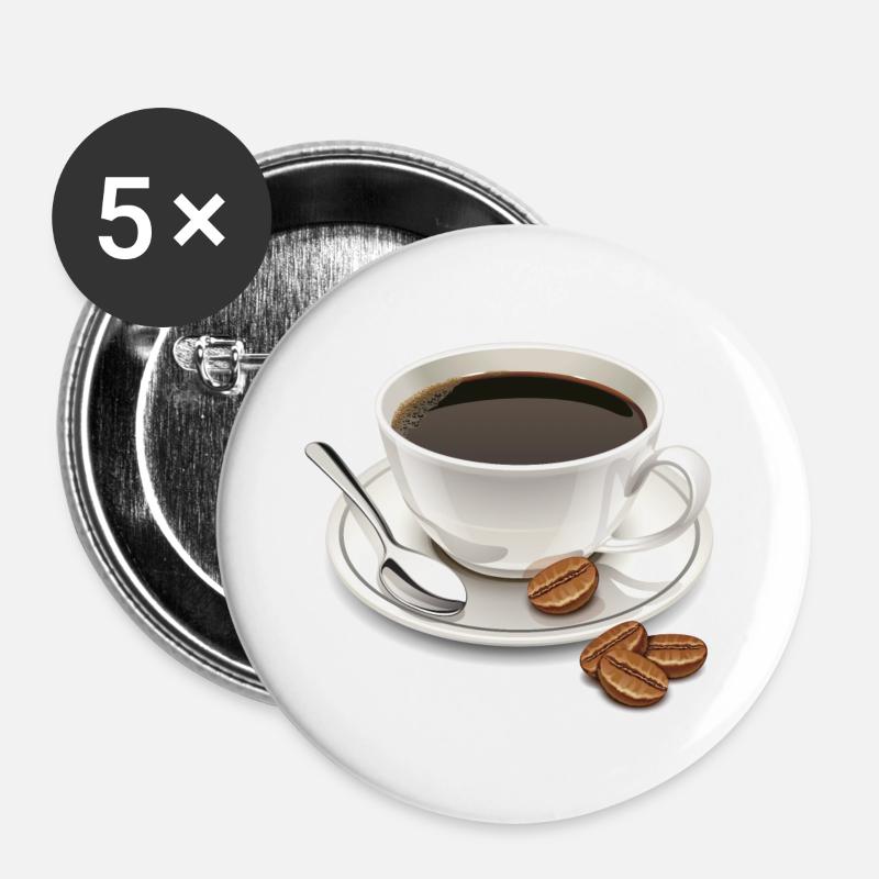 coffee - Buttons small 1''/25 mm (5-pack) - white