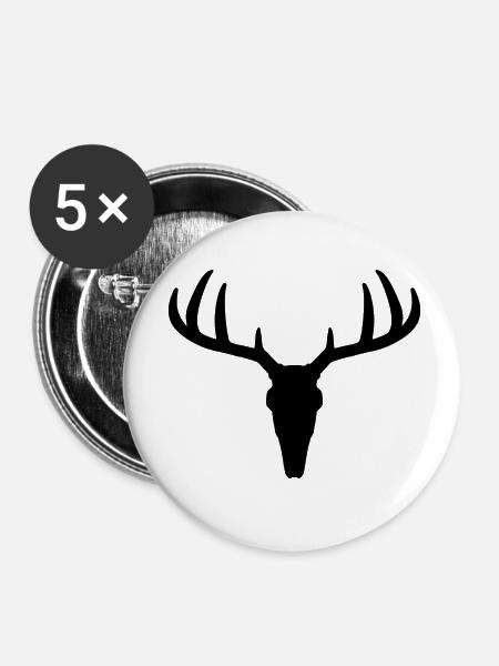 Hirschgeweih Silhouette - Buttons klein 25 mm (5er Pack) - Weiß