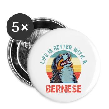 Bernese mountain dog - Buttons small 1''/25 mm (5-pack) - white - Front