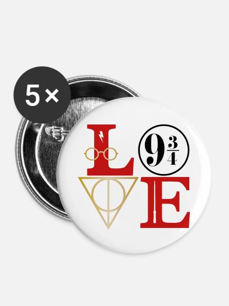 Love 9 3/4 - Buttons klein 25 mm (5er Pack) - Weiß