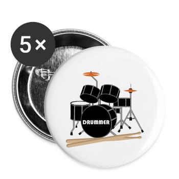 Drummer Drums - Buttons small 1''/25 mm (5-pack) - white - Front