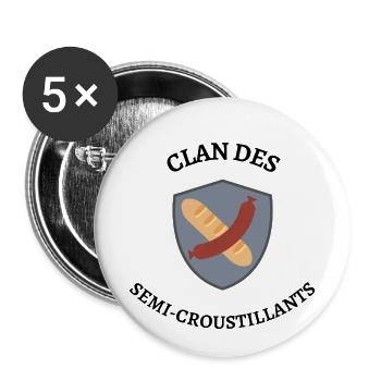 Clan der semi-knusprigen - Buttons klein 25 mm (5er Pack) - Weiß - Vorne