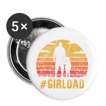 Fille papa fille fête des pères Fathers Cadeau Day - Lot de 5 petits badges (25 mm) - blanc - Devant