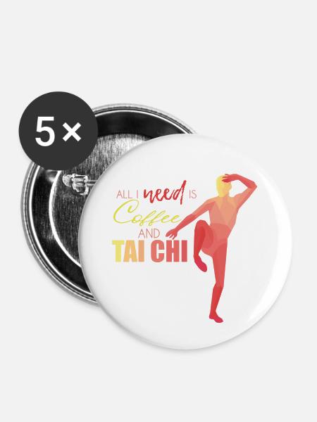 Tai Chi - Buttons klein 25 mm (5er Pack) - Weiß