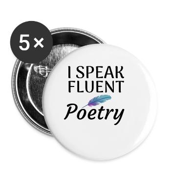 Poetry Gift | Poetry Lover Poem Poet - Buttons small 1''/25 mm (5-pack) - white - Front
