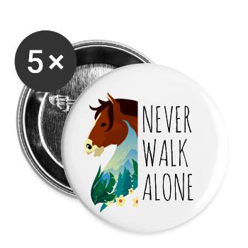 Never Walk Alone - Riding Club Horses Saying - Buttons small 1''/25 mm (5-pack) - white - Front