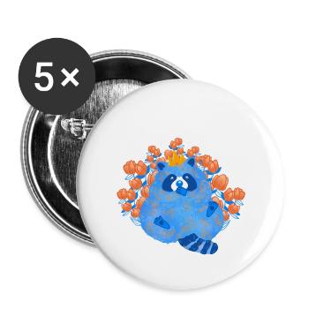 blue racoon - Buttons small 1''/25 mm (5-pack) - white - Front