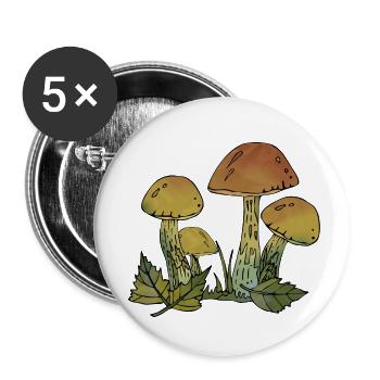 Pilze - Buttons klein 25 mm (5er Pack) - Weiß - Vorne
