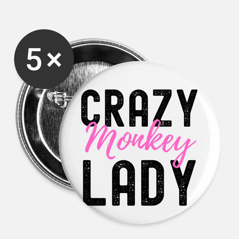 Singe - Lot de 5 petits badges (25 mm) - blanc