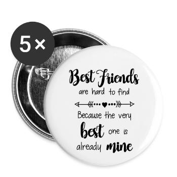 Best friend - meilleur ami - Lot de 5 petits badges (25 mm) - blanc - Devant