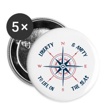 Life on the seas cadeau bateau voilier - Lot de 5 petits badges (25 mm) - blanc - Devant