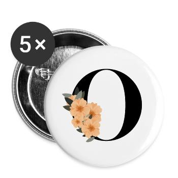 flowery letter o - Buttons small 1''/25 mm (5-pack) - white - Front