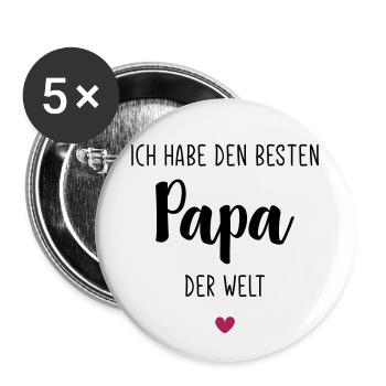 Ich hab den besten Papa der Welt / Vatertag - Buttons klein 25 mm (5er Pack) - Weiß - Vorne