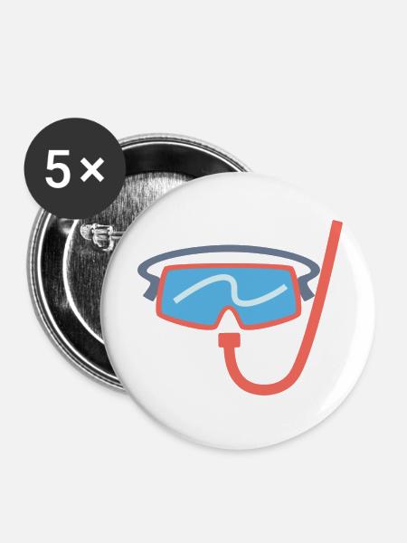 Schnorcheln - Buttons klein 25 mm (5er Pack) - Weiß
