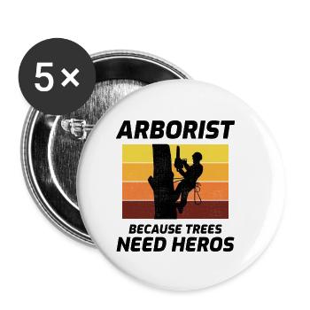 Arborist Baum Chirurg Arboriculture Vintage Retro - Buttons klein 25 mm (5er Pack) - Weiß - Vorne