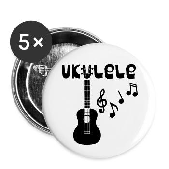 Ukulele Musiker Geschenk Hawaii - Buttons klein 25 mm (5er Pack) - Weiß - Vorne