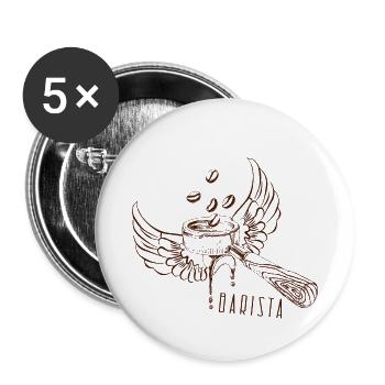 Amateurs de café cadeau café barista - Lot de 5 petits badges (25 mm) - blanc - Devant