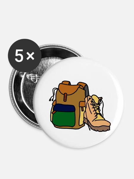 Wanderer /Trail / Trek - Buttons klein 25 mm (5er Pack) - Weiß
