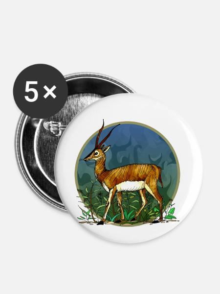 Antilope - Buttons klein 25 mm (5er Pack) - Weiß