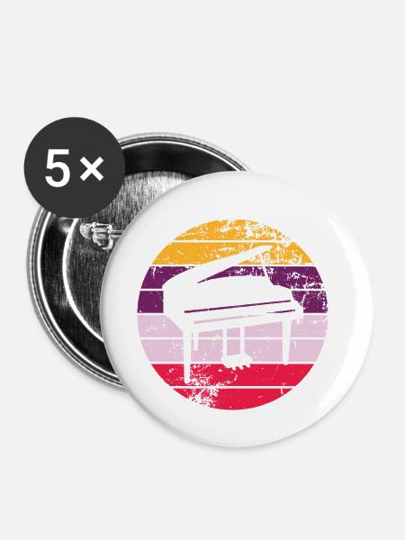 Piano - Buttons klein 25 mm (5er Pack) - Weiß