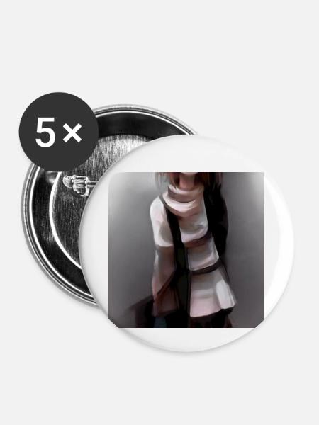 Anime - Buttons klein 25 mm (5er Pack) - Weiß