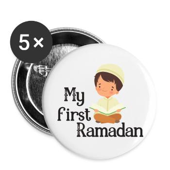My first Ramadan/ 1st Eid /Muslim /Islam/Allah - Buttons small 1''/25 mm (5-pack) - white - Front