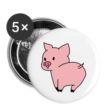 Cute Pig - Buttons small 1''/25 mm (5-pack) - white - Front