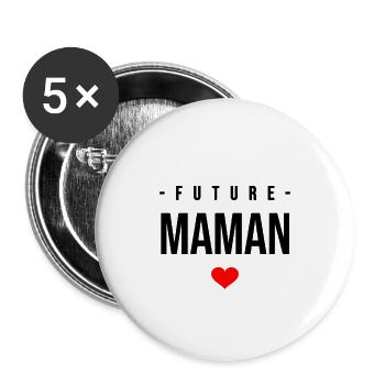 FUTURE MAMAN - Lot de 5 petits badges (25 mm) - blanc - Devant
