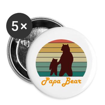 Papa Bear - Buttons small 1''/25 mm (5-pack) - white - Front