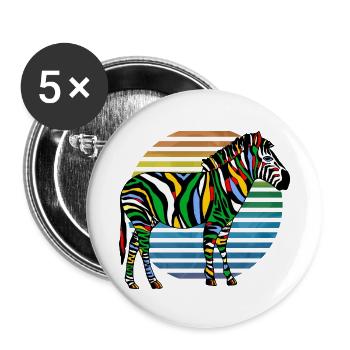zèbre - Lot de 5 petits badges (25 mm) - blanc - Devant