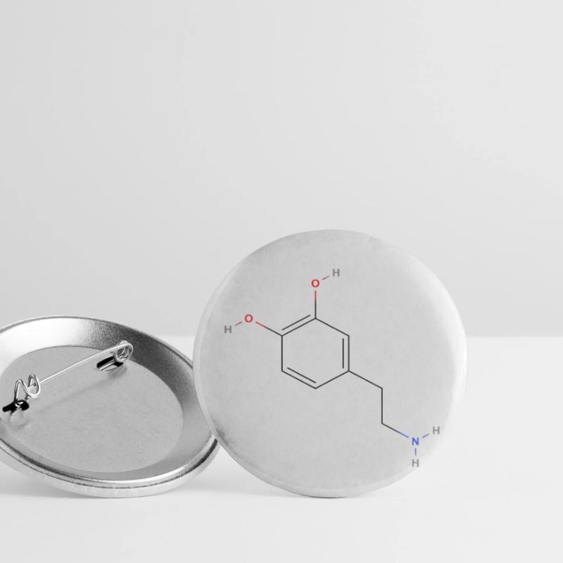 Dopamine Molecule - Colored Structural Formula Buttons small 1''/25 mm (5-pack)