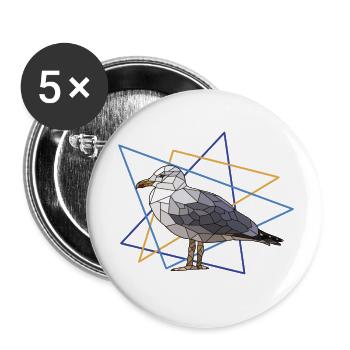 Möwe - Buttons klein 25 mm (5er Pack) - Weiß - Vorne